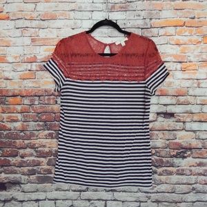 Kenar / Striped lace top tee